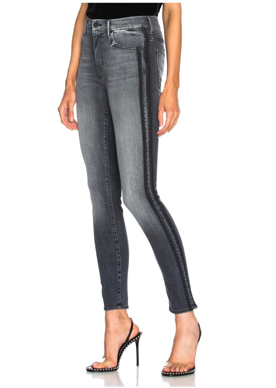 Mother High Waisted Looker Skinny Jean in Miss Moody Two Shoes Racer - Size: 28